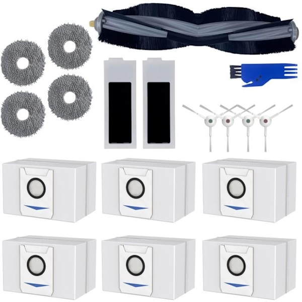 Packtillbehör - Phonillico® - Ecovacs Deebot T20 Omni - 6 dammsäckar - 1 extraktionsrulle - 2 filter