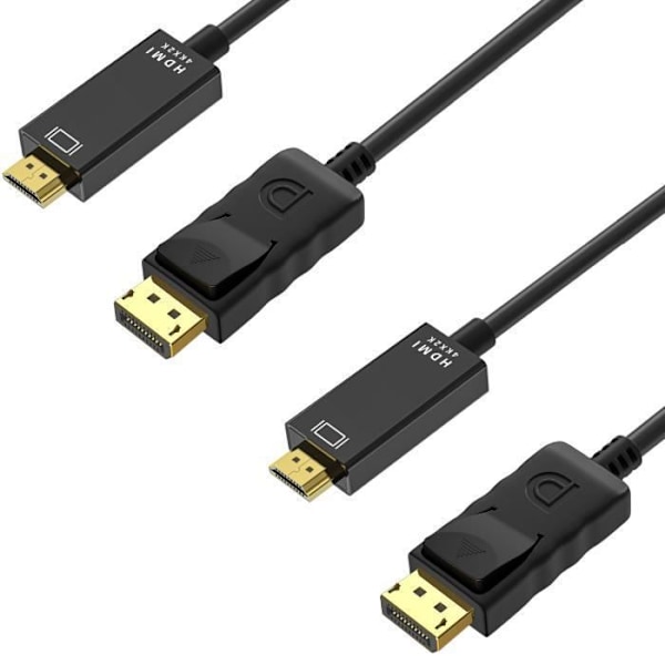 Kabel 4K DisplayPort till HDMI 1,8 meter en-riktad överföring för Lenovo HP Dell AMD Asus Nvidia [Set om 2] Phonillico®
