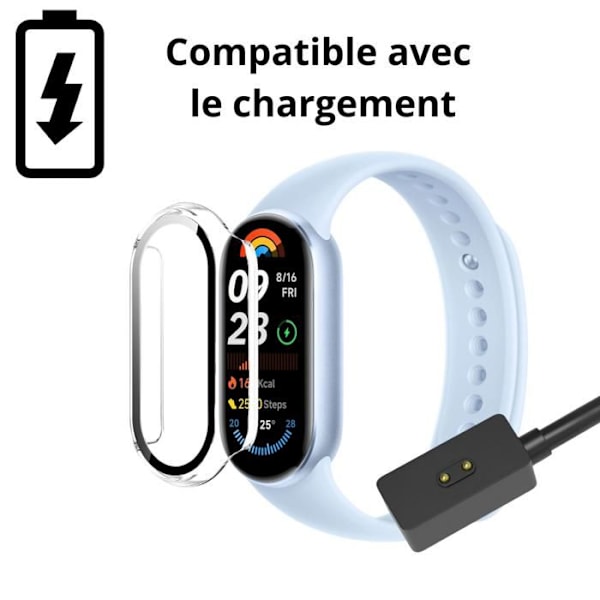 Coque yhteensopiva Xiaomi Smart Band 9 - Kova suoja älykello läpinäkyvä kuori lasi karkaisua Phonillico® Transparent