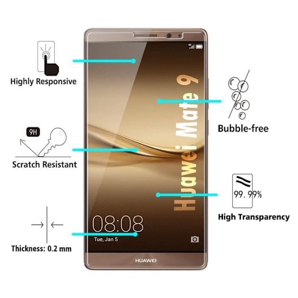 Film til beskyttelse af skærm - Phonillico® - Huawei MATE 9 - Pakke med 3 - Hærdet glas - Kradsesikker
