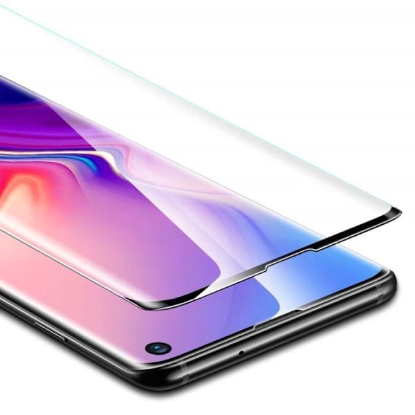 Härdat Glas - Phonillico® - Samsung Galaxy S10 - Svart Kant - Rep resistant - Skärmskydd Svart