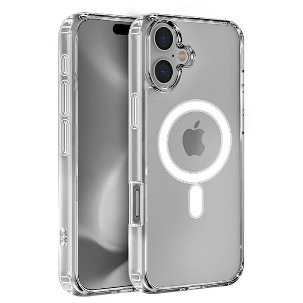 Coque för iPhone 16 - Transparent silikon med inbyggd magnetisk cirkel Phonillico® Transparent