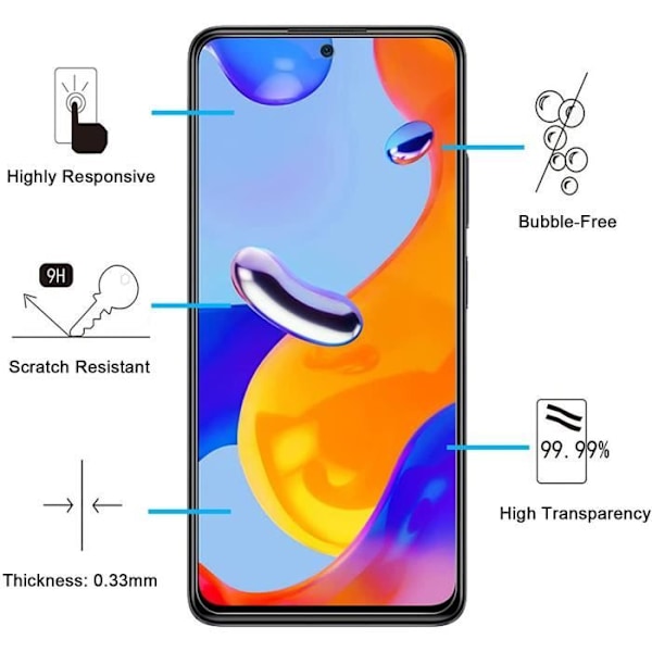 Fodral för Xiaomi Redmi Note 11 Pro - Redmi Note 11 Pro 5G och 2 Härdat Glas Skärmskydd Phonillico® Transparent