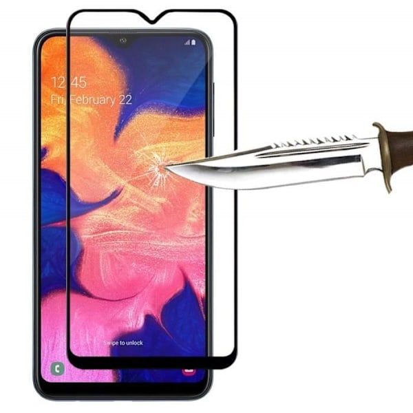 Härdat Glas - Phonillico® - Samsung Galaxy A10 - Pack om 3 - Transparent - Svart Kant - Rep resistente Transparent, svart