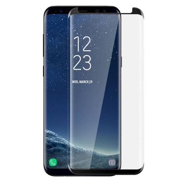 Skyddsglas - Phonillico® - Samsung Galaxy S8 PLUS - Härdat glas - Svart kant - Repbeständig Svart
