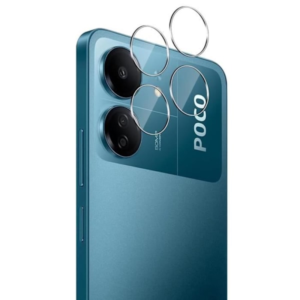 Kamerabeskyttelse - Phonillico® - Xiaomi Poco C65 - Hærdet glas - Sæt med 2 - Ridsefrit Transparent