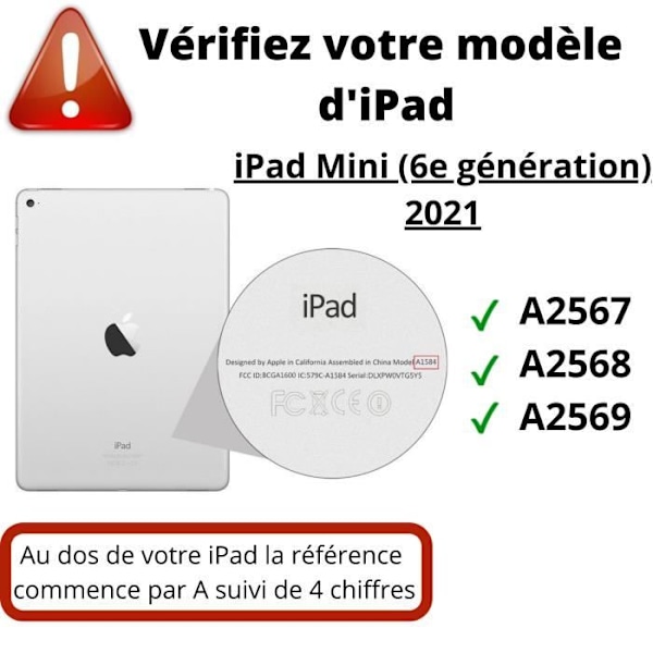360 roterande fodral svart för iPad MINI 6:e generationen 2021 - Skyddande fodral med elastisk stängning Phonillico® Svart