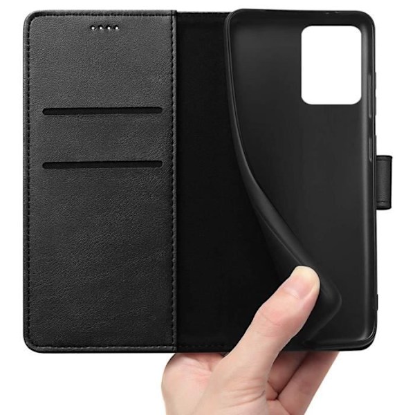 Coque til Oppo A77 5G - Sort Portfolio med Magnetisk Klap og Kortplads Phonillico® Svart
