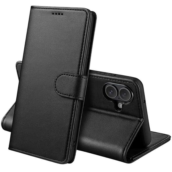 Coque til iPhone 17 - Sort Portefeuille med Magnetisk Klap og Kortopbevaring Phonillico® Svart