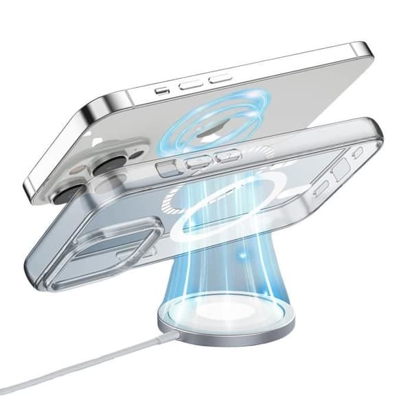Coque til iPhone 15 PRO MAX - Transparent silikone med indbygget magnetcirkelsystem Phonillico®