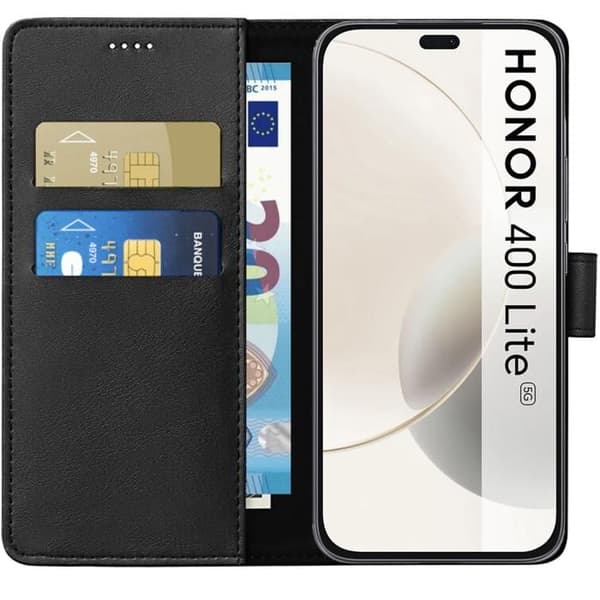 Coque - Phonillico® - Honor 400 Lite 5G - Sort sort - Semi-rigid - Magnetisk Svart