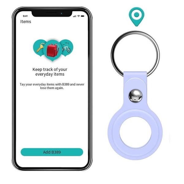 Fodral kompatibelt med AirTag 2021 [2-pack] Lila silikonnyckelring med taggar, mjukt skyddsfodral Phonillico®