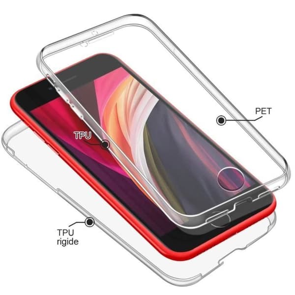 Cover for iPhone SE 2022 - 360 Full Transparent Case 2 Parts Front Back Stackable Phonillico® Transparent