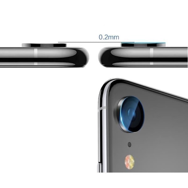 Paket med 2 Härdat Glas Skydd för Kamera för Apple iPhone XR - Skyddsfilm för Lins Kamera Bakåt Transparent, svart