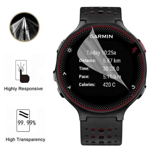 Skydd för skärm till Garmin Forerunner 235 [Pack 6] Ultra tunn skyddsfolie av plast Phonillico Transparent