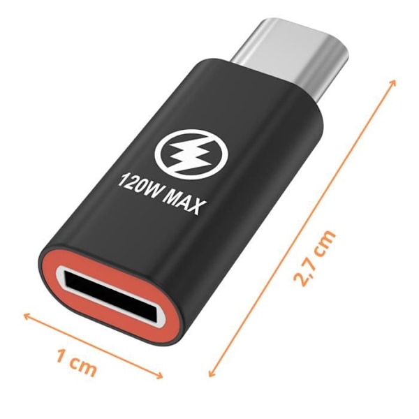 iPhone 16 / iPhone 16 PLUS / iPhone 16 PRO / iPhone 16 PRO MAX - USB-C to lightning - Phonillico® adapter Svart