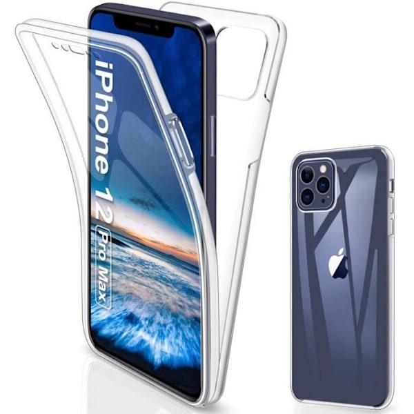 Coque til Apple iPhone 12 PRO MAX (6,7") - Transparent Silikone i 2 Dele, For- og Bagside, Passer Til Phonillico® Transparent