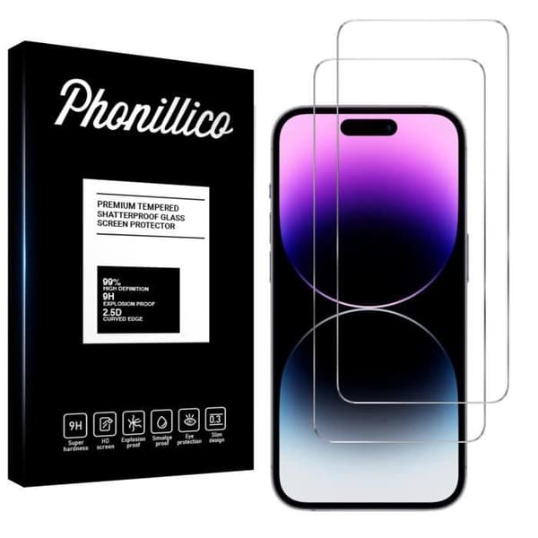 Film härdat glas för iPhone 15 PRO [Pack 2] Skärm skydd Phonillico® Transparent