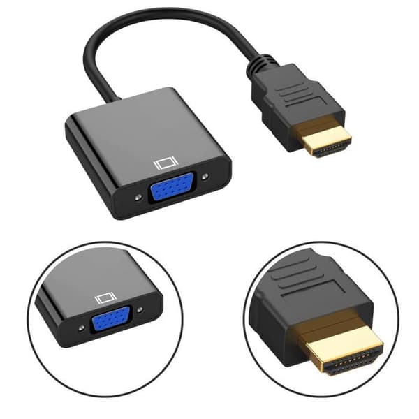 HDMI til VGA-adapter ( han til hun) til bærbar computer/konsol/TV-box til skærm/TV HDTV/projektor