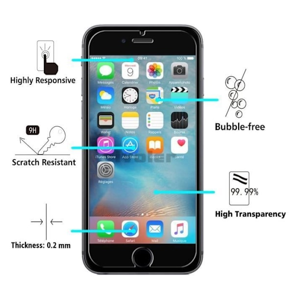 Elokuvan lasisuojus - Phonillico® - 3 kappaleen pakkaus - Yhteensopiva iPhone 6/6S - Erittäin kestävä - Naarmunkestävä