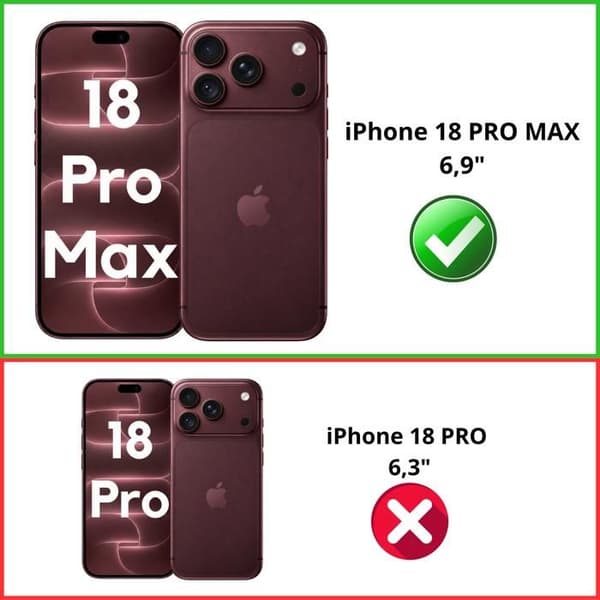 Stötsäker skal för iPhone 18 PRO MAX och 2 härdade glas skärmskydd Phonillico® Transparent