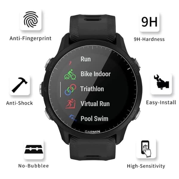 Härdat glas för Garmin Forerunner 955 - Forerunner 955 Solar [2-pack] Skärmskydd för klocka, repbeständig Phonillico®