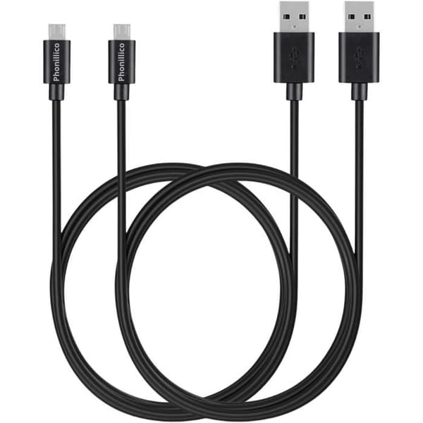 Lot 2 kabler til Nikon 1 J4/J5/V3 - Micro USB-kabel Sort 1 Meter Phonillico Svart