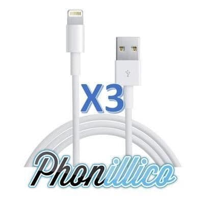 USB-kabler - PHONILLICO - iPhone 6 - Sæt af 3 - Hvid - Hurtig opladning