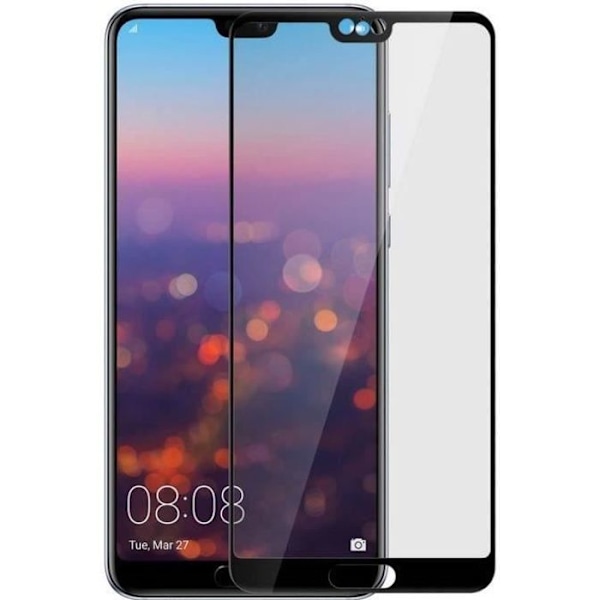 Hærdet Glas - Phonillico® - Huawei P20 PRO - Sort Kant - Ultra Modstandsdygtig - Skærmbeskyttelse Svart