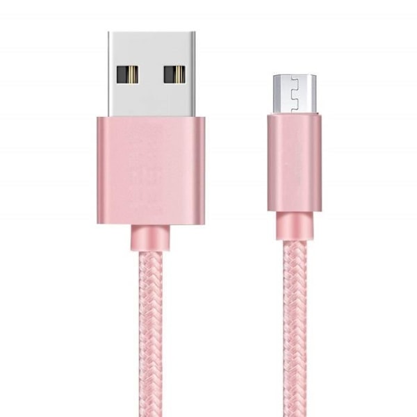 Kabel för Xiaomi Redmi 9A - Redmi 9C NFC - Redmi 9C - Micro USB Nylon Flätad Rosa 1 Meter Phonillico® Rosa