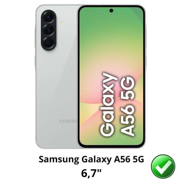 Iskunkestävä kuori Samsung Galaxy A56 5G:lle ja 2 lasista näyttösuojaa sekä 2 kameransuojaa Phonillico® Transparent