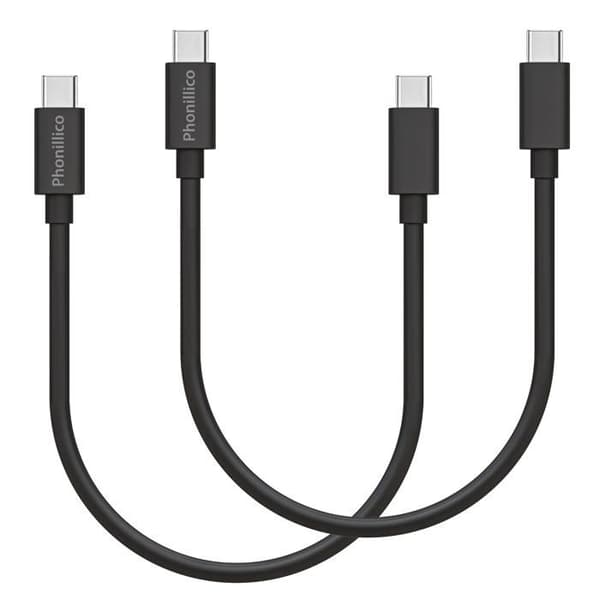 Sæt med 2 kabler 20 cm USB-C USB-C Sort til Huawei P60 / P60 PRO / P50 / P50 PRO Phonillico® Svart