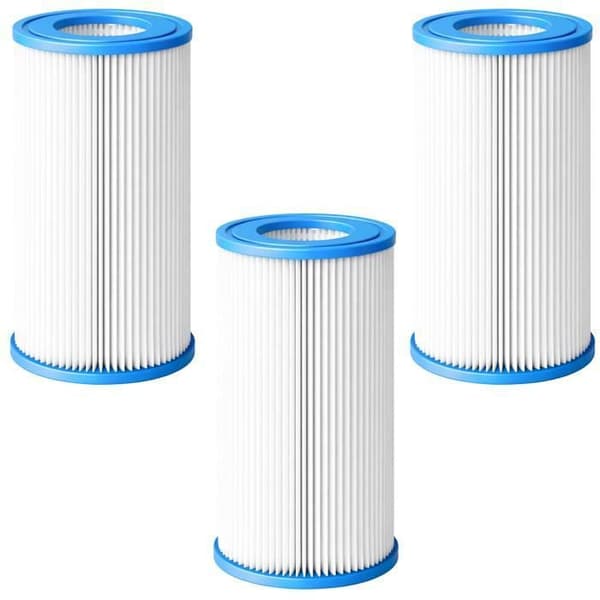 "Filterpatron Pool Typ A/Typ III/Typ C [Förpackning 3] Kompatibel med Intex Bestway Flowclear Summer Waves 10,6 x 20,3 cm Phonillico®" Vit blå
