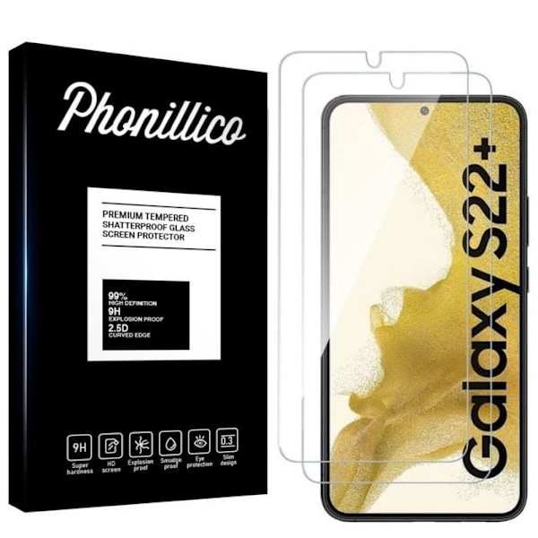 Karkaistu Lasi Samsung S22 PLUS 5G [Paketti 2] Näytön Suojakalvo Phonillico®