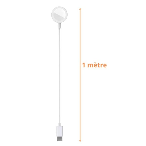 Kompatibel oplader til Watch Series Ultra/Series SE/Series 10/9/8/7/6/5/4/3/2/1 - USB-C kabel 1 meter opladning til smartwatch Phonillico® Vit