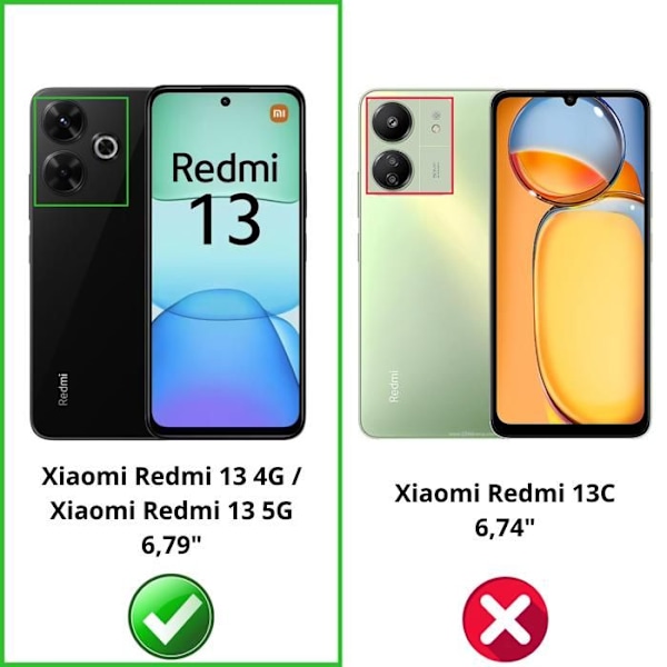 Kuoret Xiaomi Redmi 13 - Phonillico® - Taipuisa - Läpinäkyvä - 2 Karkaistua Lasia - Naarmuuntumaton Transparent