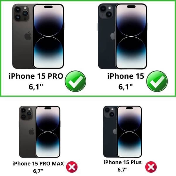 "IPhone 15:lle - iPhone 15 PRO [Pakkaus 4] Phonillico® Näytönsuojalasi" Transparent