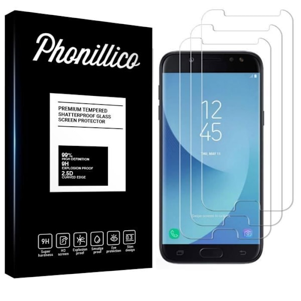 Karkaistu Lasi Samsung Galaxy J5 2017 J530 - [Pakkaus 3] Äärimmäisen Kestävä Näytön Suojakalvo [Phonillico®] Transparent