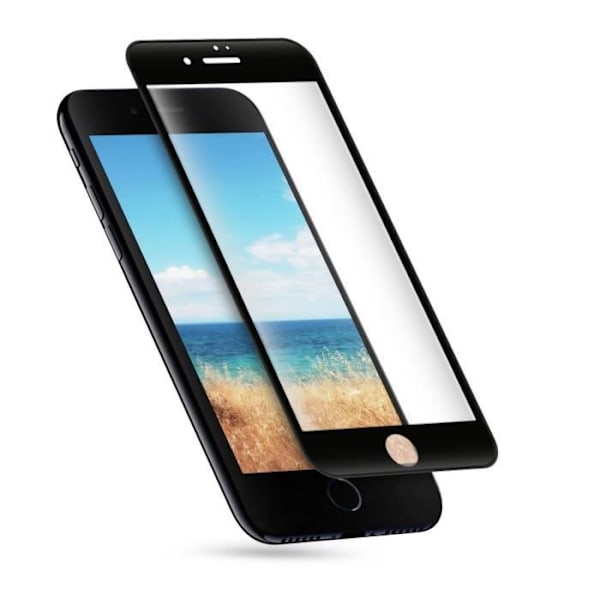 Härdat Glas - Phonillico® - iPhone 7 PLUS - Svart Kant - Ultra Hållbart - Skärm Skydd Svart
