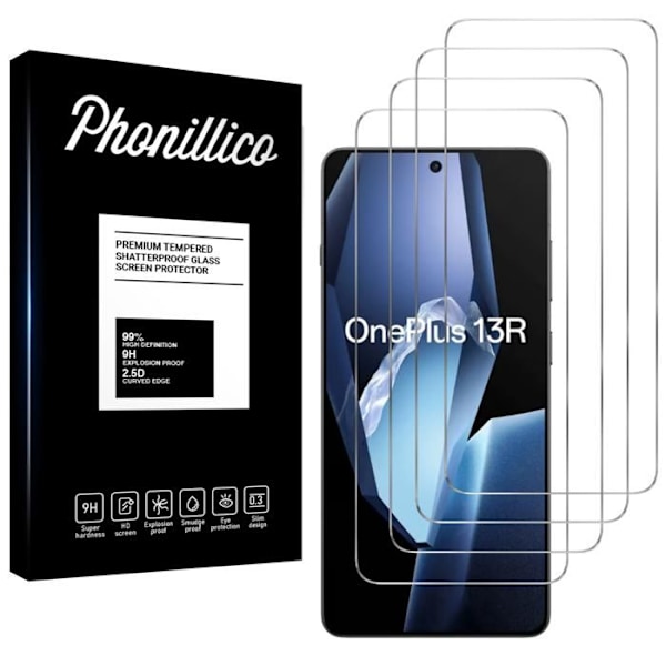 Härdat Glas - Phonillico® - OnePlus 13R - Paket med 4 - Repåresistent - Skärmskydd Transparent