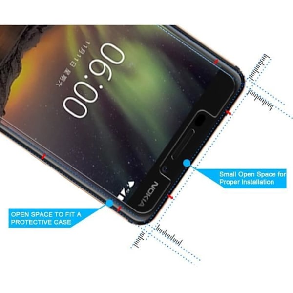 Skyddsglas för skärm - Phonillico® - NOKIA 6.1 2018 - Pack med 3 - Härdat glas - Repbeständigt