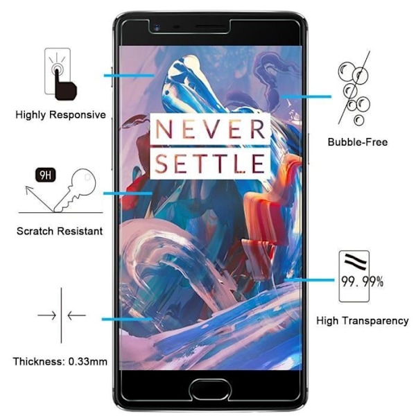 Näytönsuojakalvo - Phonillico - ONEPLUS 3T - Karkaistu lasi - Erittäin kestävä - Kirkas Transparent