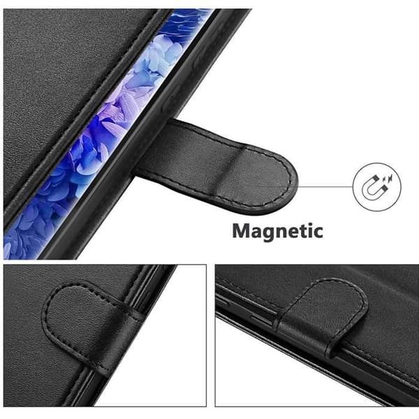 Coque til Xiaomi Redmi 14C - Sort Wallet Flip Magnetisk Låg Kortopbevaring Phonillico® Svart