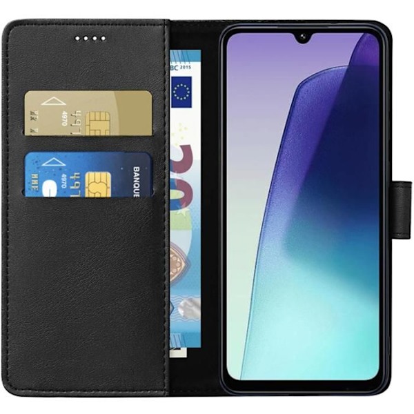 Coque - Phonillico® - Xiaomi Redmi 14C - Sorte Pung - Lædereffekt - Semi-stiv Svart