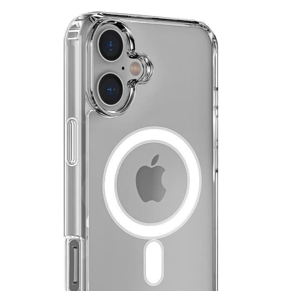 Coque til iPhone 16 PLUS - Transparent silikon med integreret magnetisk cirkel Phonillico® Transparent