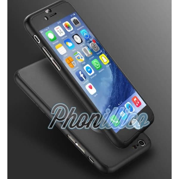 Full Black Case Tempered Glass Compatible with iPhone 6 / 6S - Phonillico®