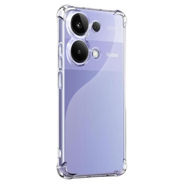 Stødabsorberende cover - Phonillico® - Xiaomi Redmi Note 13 Pro 4G - Blød Silikone - Transparent - 2 Tempered Glass Transparent