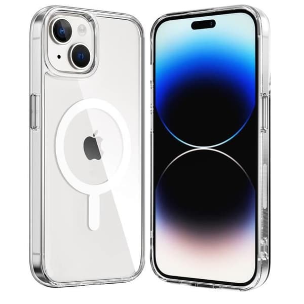 Transparent Cover for iPhone 15 - Silicone with Integrated Magnetic Circle Phonillico®