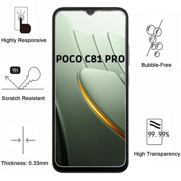 Härdat Glas för Xiaomi Poco C81 Pro [Pack 2] Skärmskydd Phonillico® Transparent