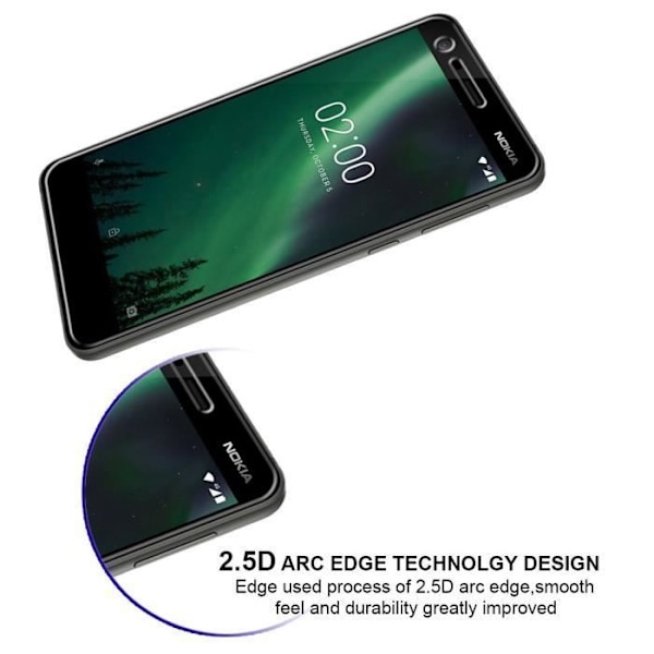 Film Vitre Skyddsskärm - Phonillico® - NOKIA 2 - Paket med 2 - Härdat Glas - Repfria